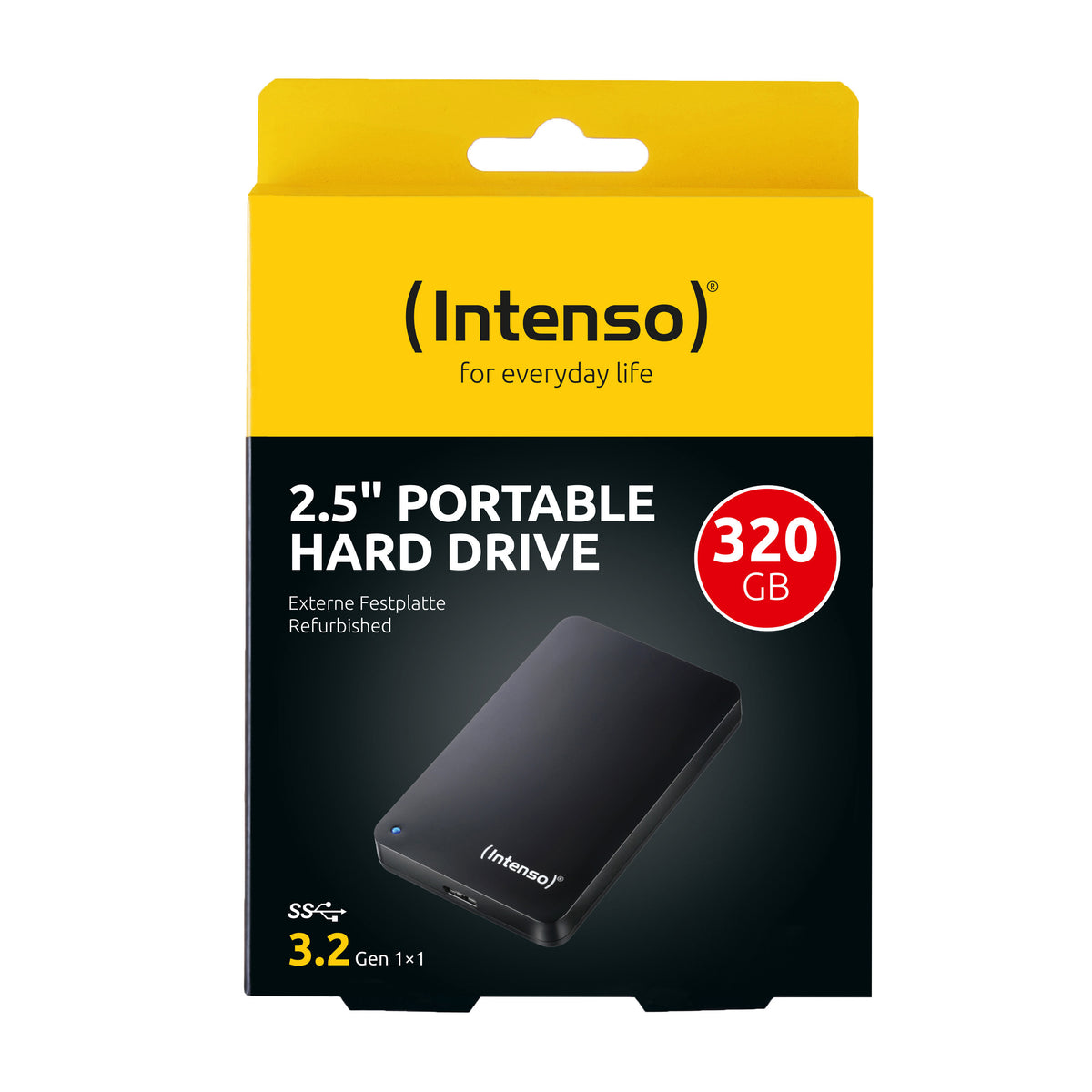 Intenso Portable Hard Drive 320 GB, Certified Refurbished