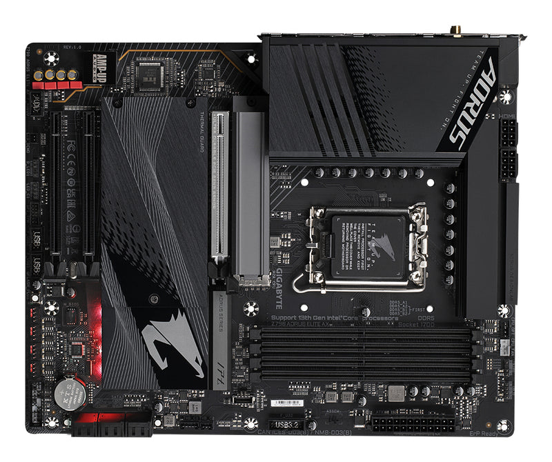 GIGABYTE Z790 AORUS ELITE AX Motherboard - Unterstützt Intel Core 14. Generation CPUs, 16*+2+1 Phasen Digital VRM, bis zu 7600MHz DDR5 (OC), 4xPCIe 4.0 M.2, Wi-Fi 6E, 2.5GbE LAN, USB 3.2 Gen 2x2