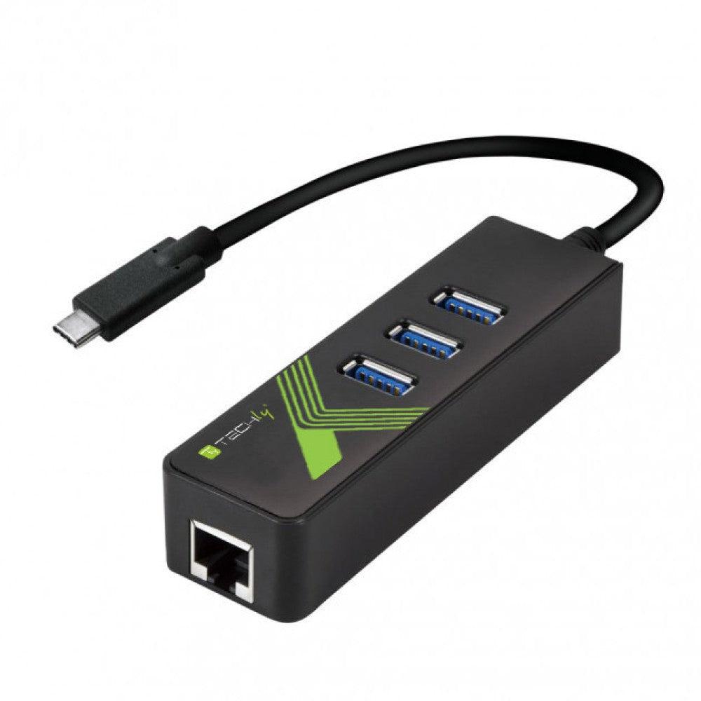 Techly IDATA USB-ETGIGA-3C2 laptop-dockingstation & portreplikator USB 3.2 Gen 1 (3.1 Gen 1) Type-C Schwarz