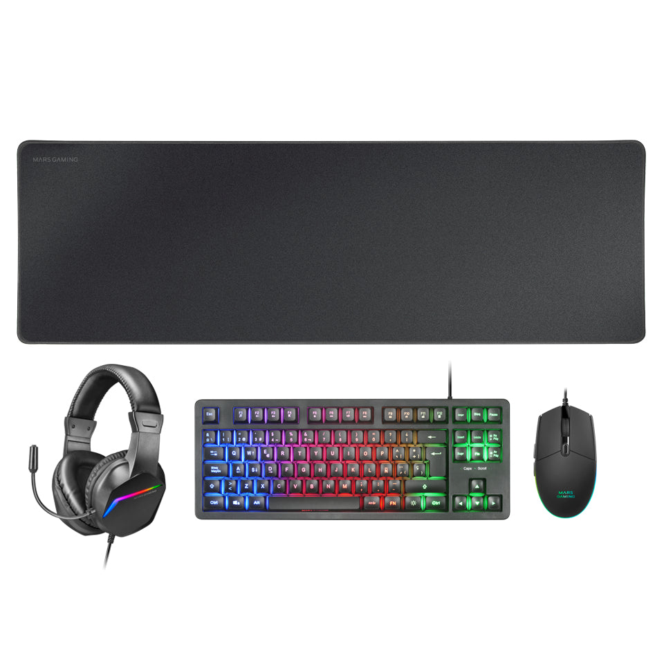 Mars Gaming MCPRGB3FR Tastatur Maus enthalten USB Französisch Schwarz