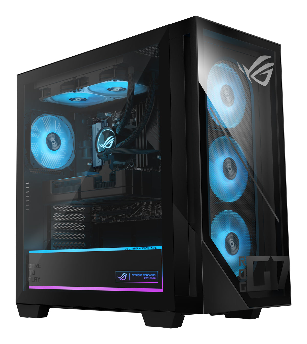 ASUS ROG G700 GM700TZ-R9700X273W AMD Ryzen™ 7 9700X 32 GB DDR5-SDRAM 1 TB SSD AMD Radeon RX 9070 XT Windows 11 Home Tower PC Flüssigkeitskühlsystem Schwarz