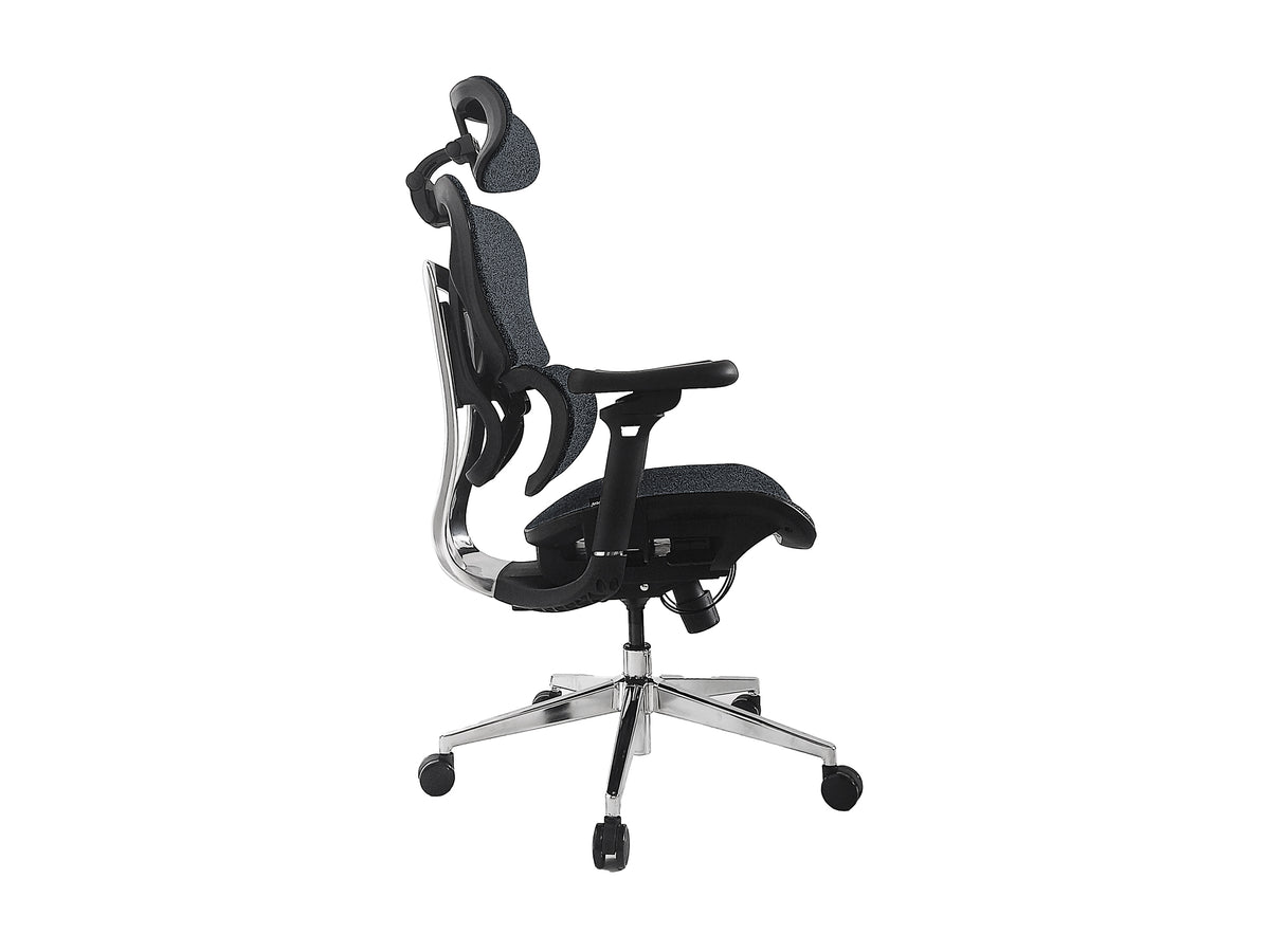 Equip Ergonomischer Premium-Bürostuhl mit Kopfstütze und Armlehnen, Blau-Schwarz