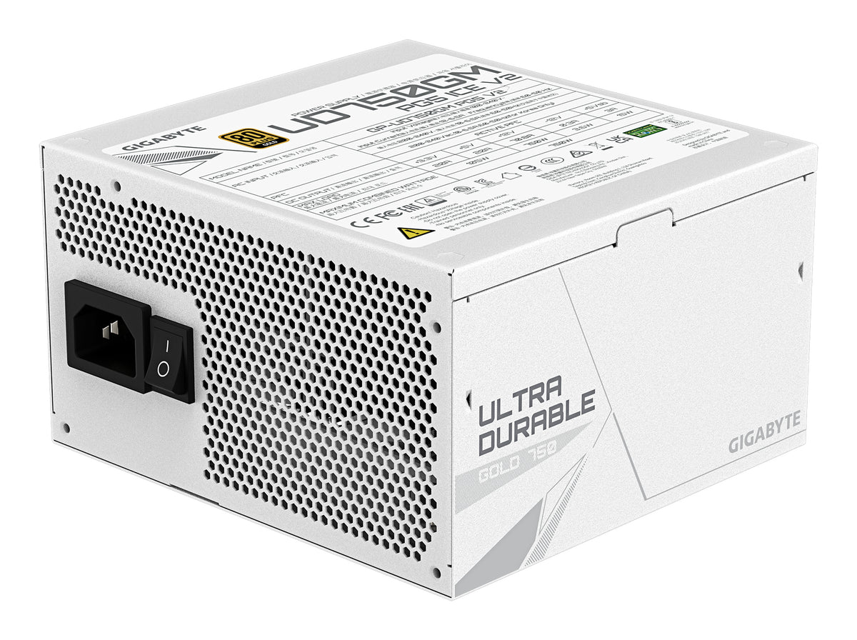 GIGABYTE UD750GM PG5 V2 ICE Netzteil – PCIe Gen 5.1, 80 PLUS Gold, Vollmodulares Design, 120-mm-Lüfter, ATX 3.1-kompatibel, EU-Stecker