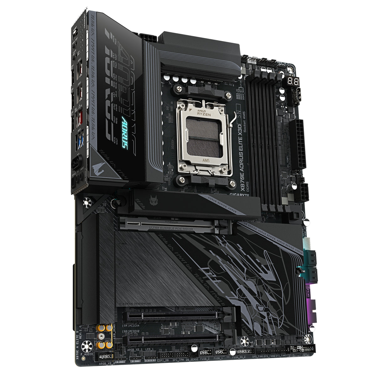 GIGABYTE X870E AORUS ELITE X3D Mainboard – Unterstützt AMD Ryzen 9000 Prozessoren, 16+2+2-Phasen Digital-VRM, bis zu 9000 Hz DDR5 (OC), 2 x PCIe 5.0 + 2 x PCIe 4.0, Wi-Fi 7, 5 GbE LAN, USB 4