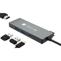 Techly IUSB32C-HUB4HPD laptop-dockingstation & portreplikator Kabelgebunden USB 3.2 Gen 2 (3.1 Gen 2) Type-C Grau