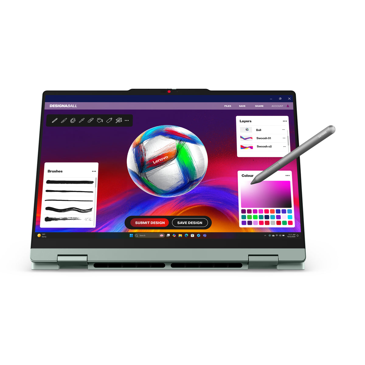 Lenovo IdeaPad 5 2-in-1 14AGP11 Copilot+ PC AMD Ryzen AI 5 430 Hybrid (2-in-1) 35,6 cm (14") Touchscreen WUXGA 16 GB DDR5-SDRAM 512 GB SSD Wi-Fi 7 (802.11be) Windows 11 Home Grün, Grau Deutsch