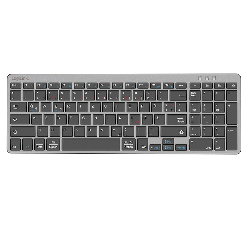 LogiLink ID0215 Tastatur Maus enthalten Heimbüro Bluetooth QWERTZ Deutsch Anthrazit, Grau