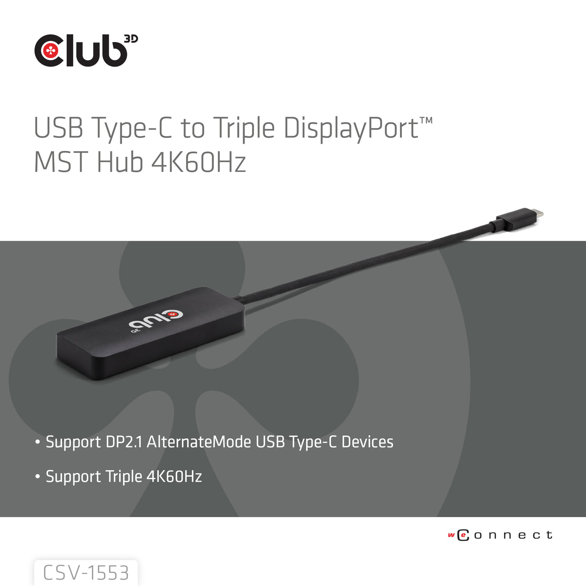 CLUB3D USB-C® to Triple DisplayPort™ MST Hub 4K60Hz