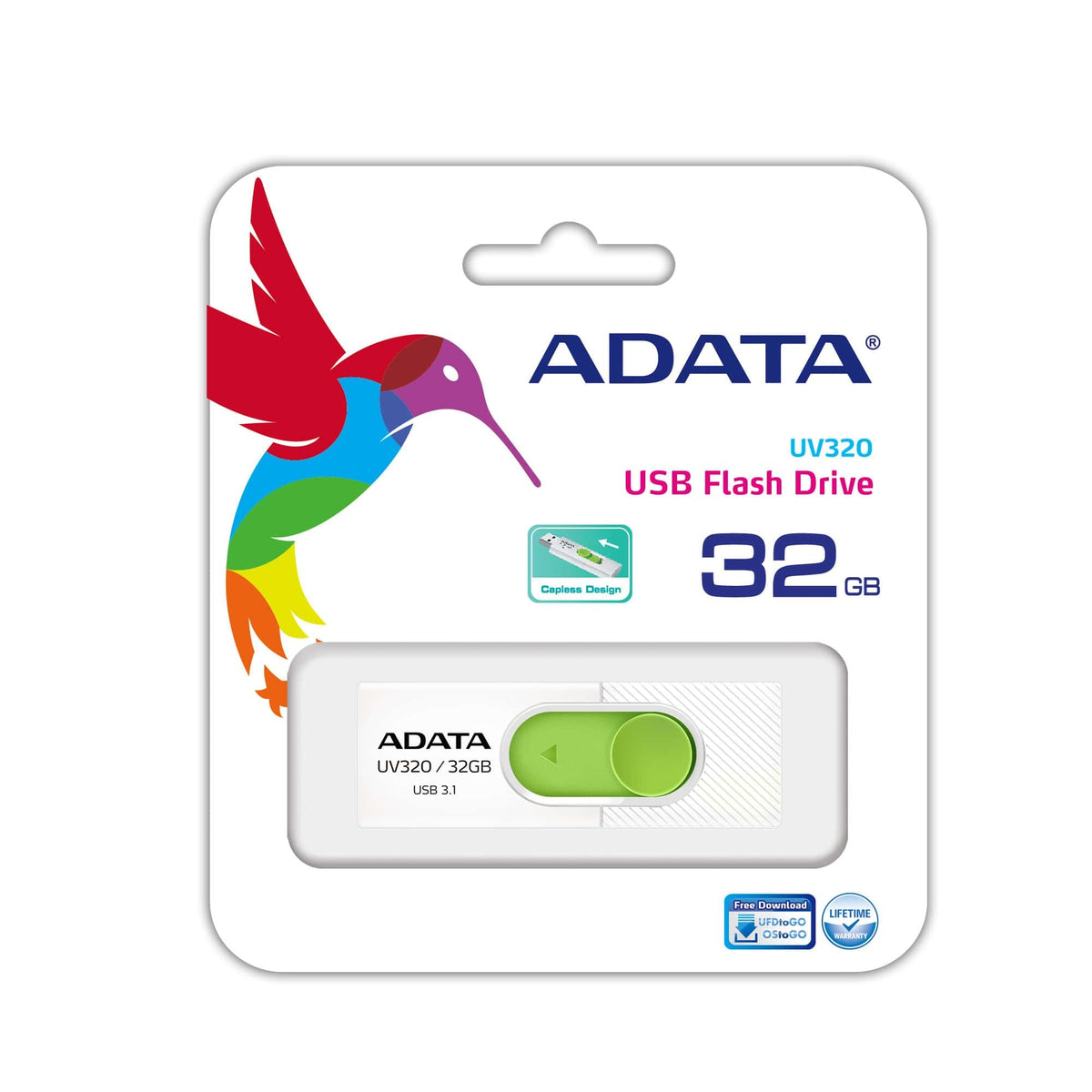 ADATA UV320 USB-Stick 32 GB USB Typ-A 3.2 Gen 1 (3.1 Gen 1) Grün, Weiß