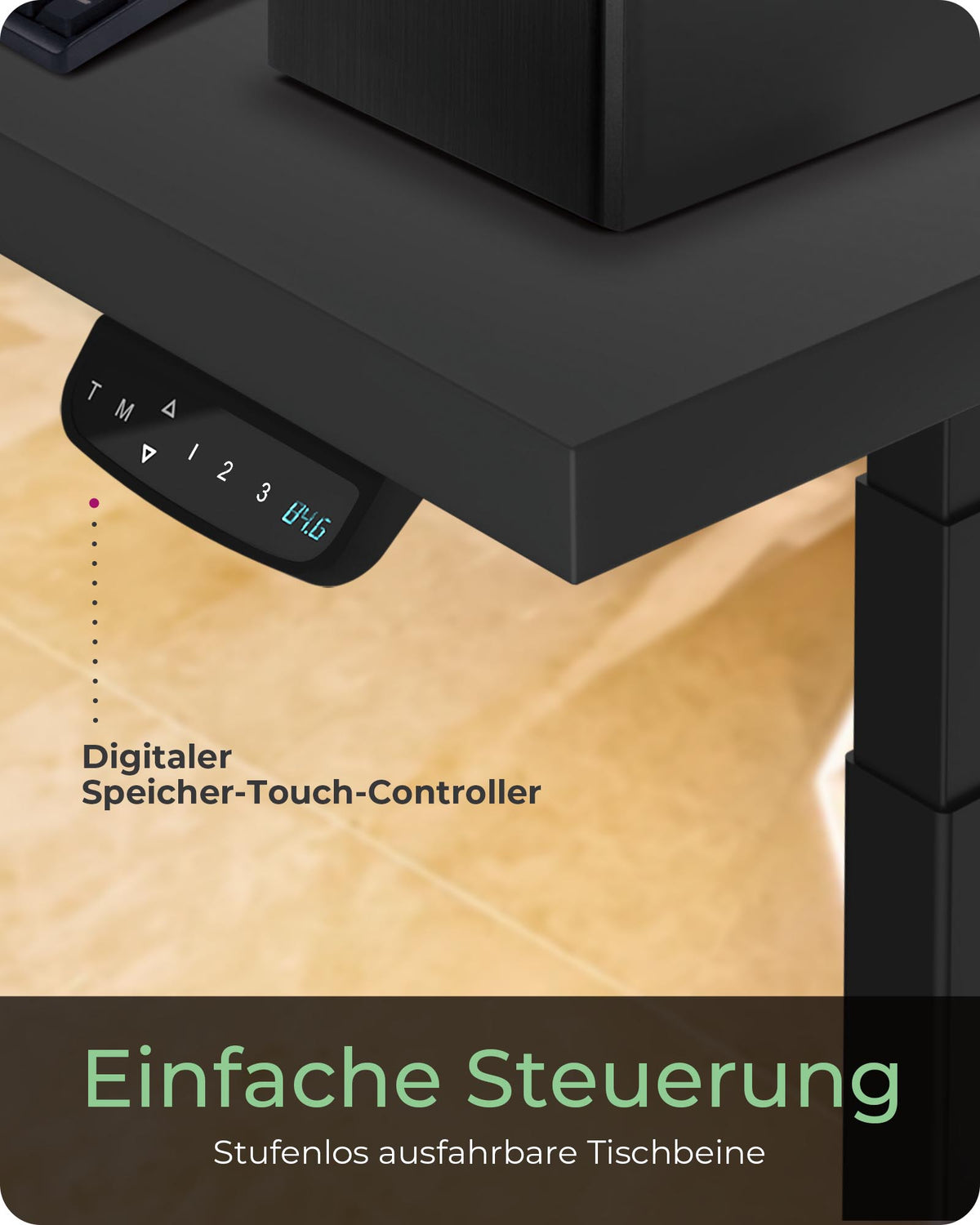 ICY BOX IB-EW205B-T, Elektrisch höhenverstellbares Sitz-/Steh-Tischgestell mit digitalem Memory-Touch-Panel
