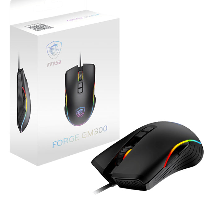 MSI FORGE GM300 Maus Gaming Beidhändig USB Typ-A Optisch 7200 DPI