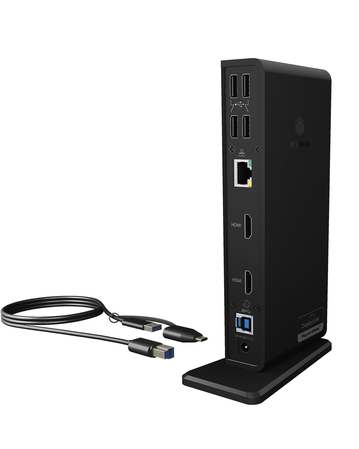 ICY BOX IB-DK2251AC, DisplayLink® USB 3.2 Gen 1 Notebook DockingStation, 2x HDMI® bis zu 2K@60 Hz