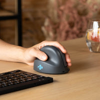 R-Go Tools Vertikale Maus R-Go HE Basic, ergonomische Maus, mittel (Handlänge 165–185 mm), für Linkshänder, Bluetooth