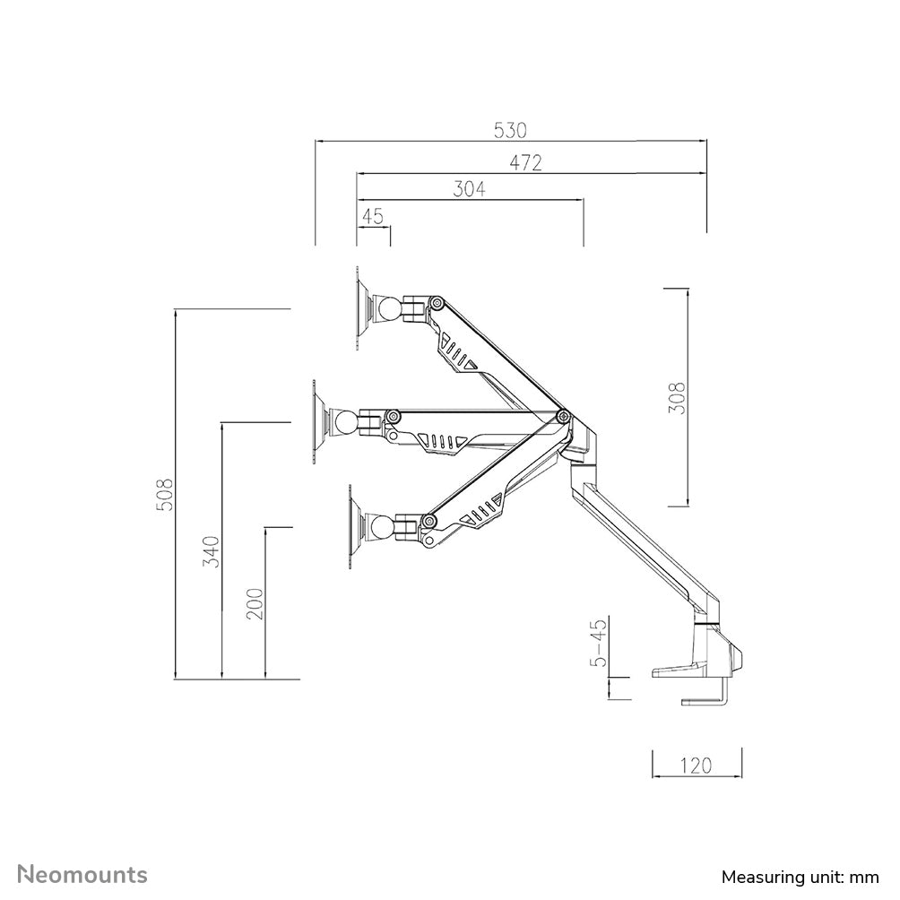 Neomounts FPMA-D750DWHITE2 Monitorarm 10-32" - Gasfeder - Topfix - 180°-Stopp