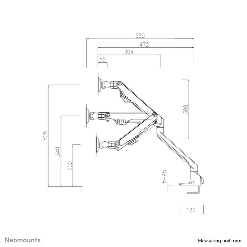 Neomounts FPMA-D750DWHITE2 Monitorarm 10-32" - Gasfeder - Topfix - 180°-Stopp