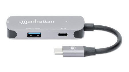 Manhattan 130707 laptop-dockingstation & portreplikator Kabelgebunden USB 3.2 Gen 1 (3.1 Gen 1) Type-C Aluminium