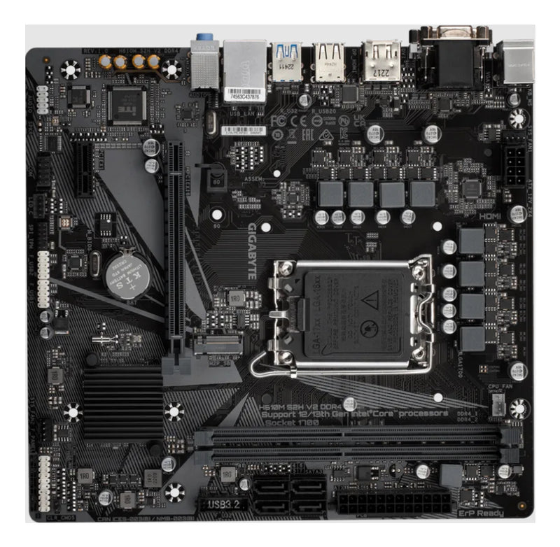 GIGABYTE H610M S2H V2 DDR4 Mainboard - Unterstützt Intel Core Prozessoren 14th CPUs, 6+1+1 Hybrid Phases Digital VRM, up to 3200MHz DDR4 (OC), 1xPCIe 3.0 M.2, GbE LAN, USB 3.2 Gen 1