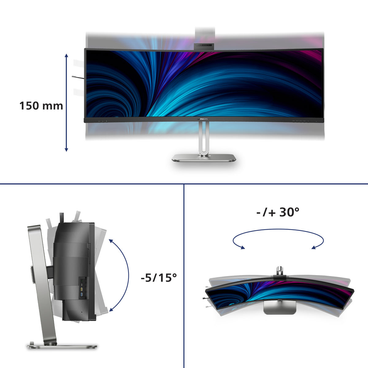 Philips 5000 series 49B2U5900CH/00 Computerbildschirm 124 cm (48.8") 5120 x 1440 Pixel Dual QHD LCD Schwarz