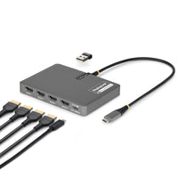 StarTech.com QUAD-USB-HDMI-ADAPT laptop-dockingstation & portreplikator Kabelgebunden USB 3.2 Gen 1 (3.1 Gen 1) Type-C Grau