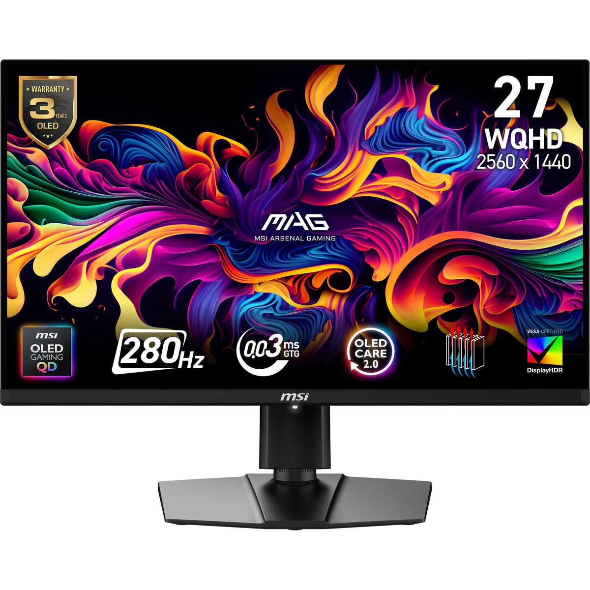 MSI MAG 271QP QD-OLED X28 Écran d'ordinateur 67,3 cm (26.5") 2560 x 1440 pixels Wide Quad HD Noir