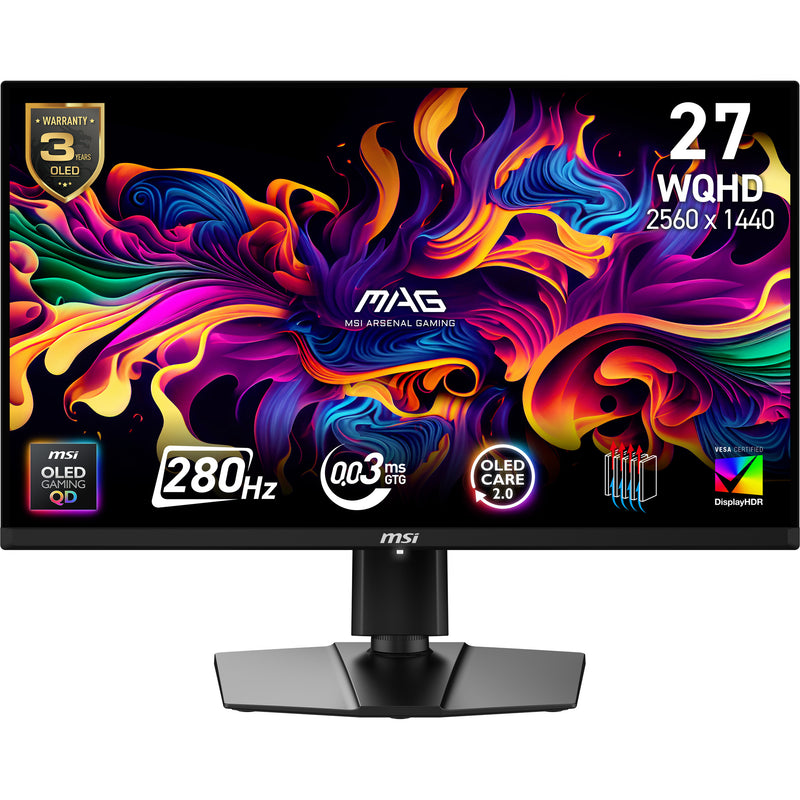MSI MAG 271QP QD-OLED X28 Computerbildschirm 67,3 cm (26.5") 2560 x 1440 Pixel Wide Quad HD Schwarz