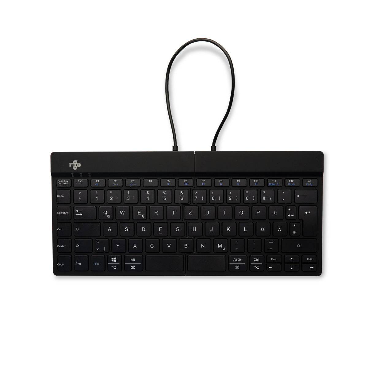 R-Go Tools Ergonomische Tastatur R-Go Split Break mit Pausensoftware, geteilte Tastatur, QWERTZ (DE), kabellos, schwarz