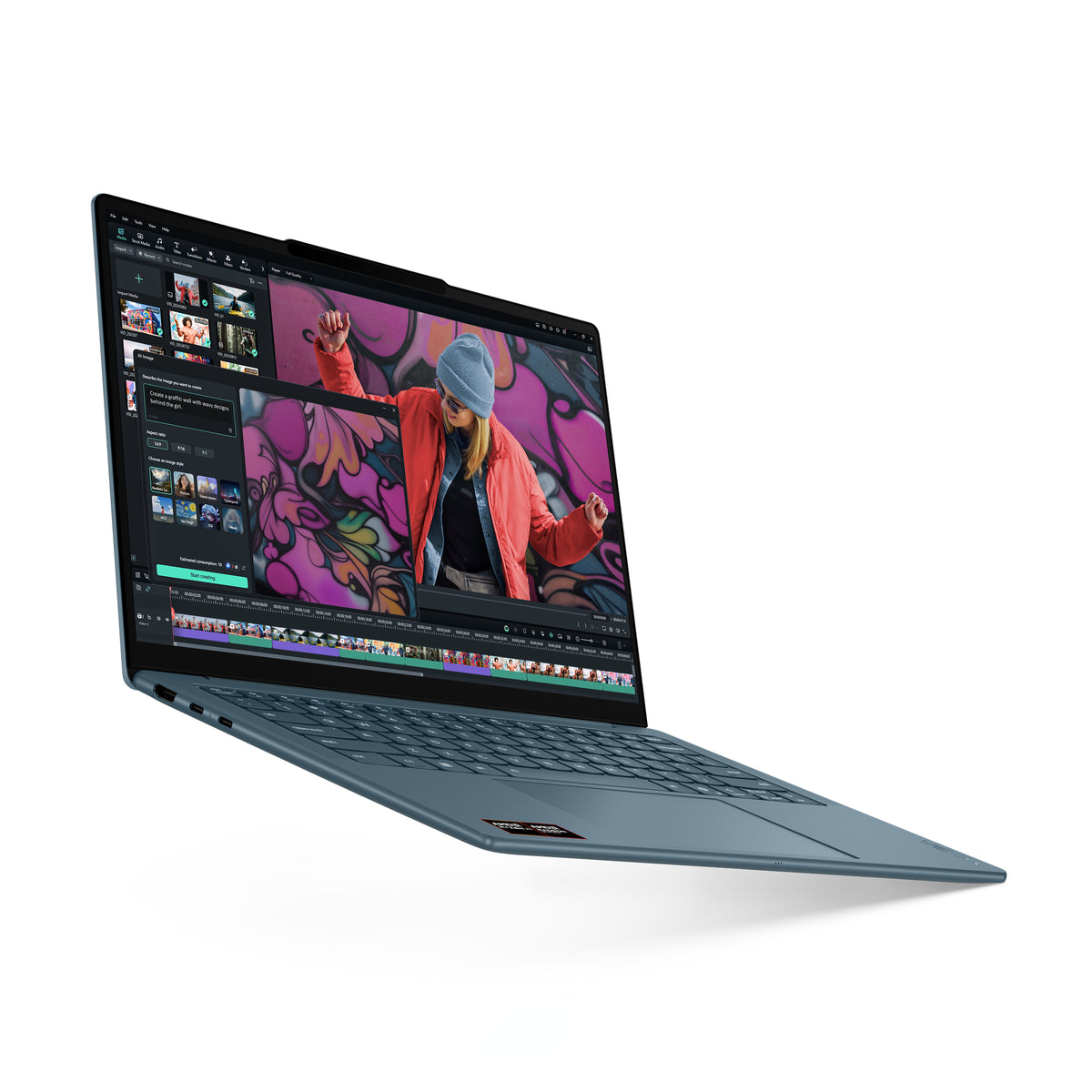 Lenovo Yoga Slim 7 14AKP10 Copilot+ PC AMD Ryzen AI 7 350 Ordinateur portable 35,6 cm (14") 2.8K 16 Go LPDDR5-SDRAM 512 Go SSD Wi-Fi 7 (802.11be) Windows 11 Home Turquoise Allemand