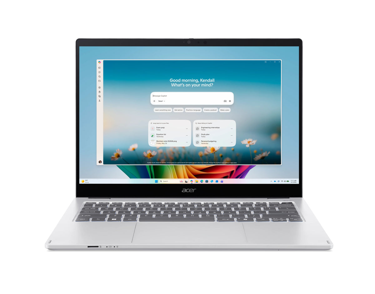 Acer Swift Spin 14 AI SFSP14-I51T-59E2 Intel Core Ultra 5 325 Hybrid (2-in-1) 35,6 cm (14") Touchscreen WUXGA 16 GB DDR5-SDRAM 512 GB SSD Wi-Fi 7 (802.11be) Windows 11 Home Silber
