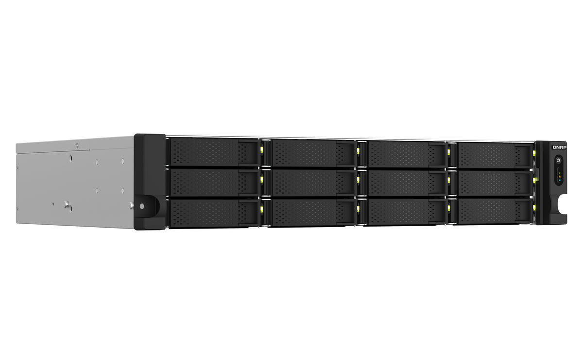 QNAP TS-1264U-RP NAS Rack (2U) Intel® Celeron® 8 GB DDR4 0 TB QNAP QTS Aluminium, Schwarz