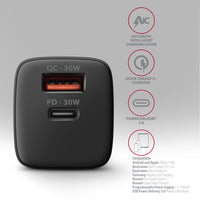 AXAGON ACU-PQ30 Ladegerät QC3.0, 4.0/AFC/FCP/PPS/Apple + PD USB-C, 30W - schwarz