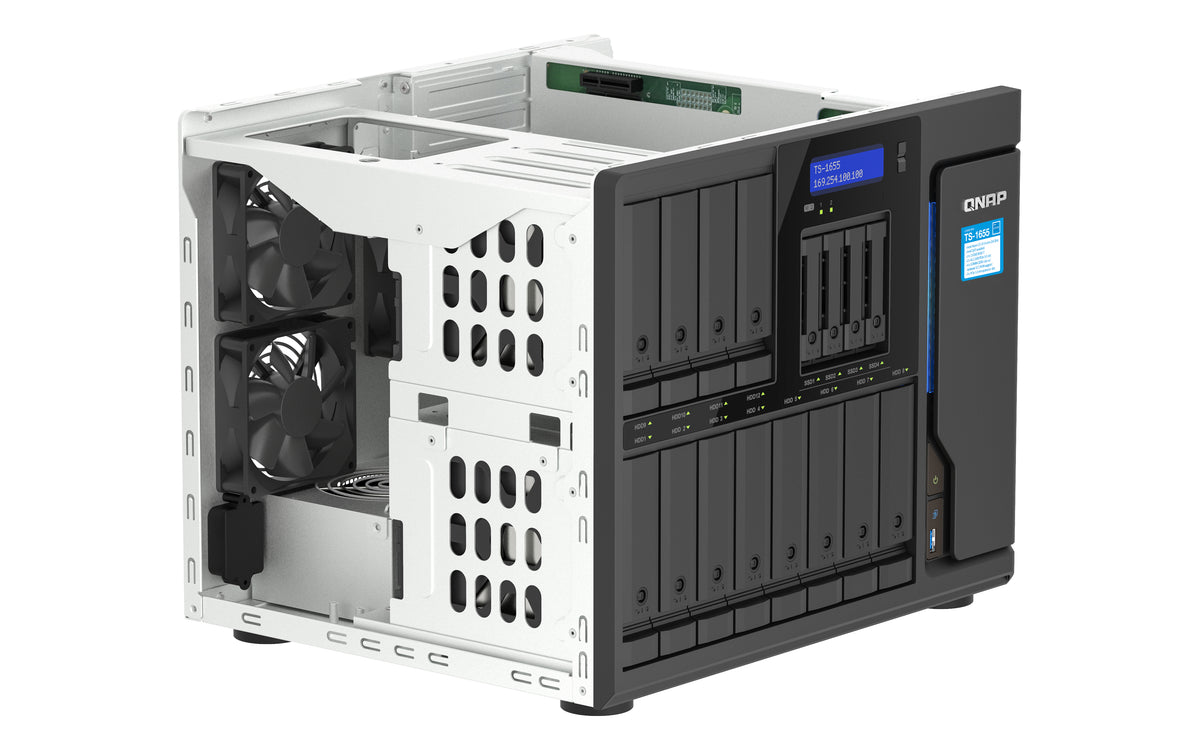 QNAP TS-1655 NAS Tower Intel Atom® C5125 8 GB DDR4 0 TB QNAP Turbo System Schwarz