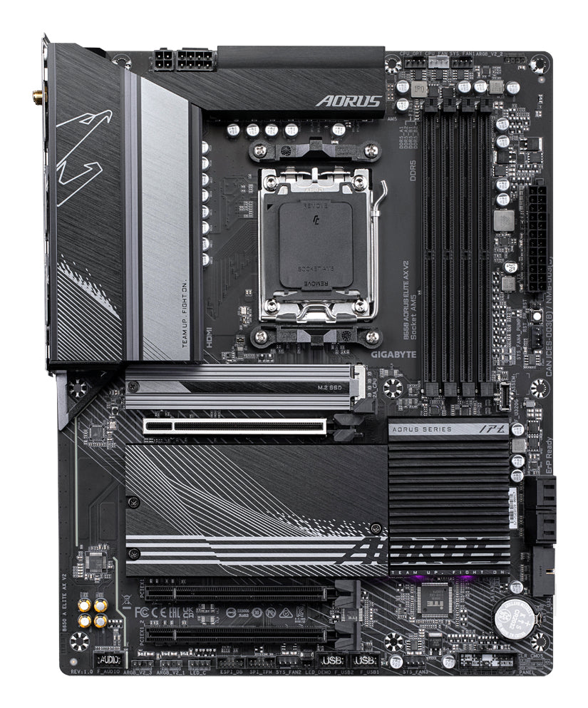 GIGABYTE B650 AORUS ELITE AX V2 Mainboard - AMD Ryzen 9000er-Serie, 12+2+2 Phasen VRM, bis zu 8000 MHz DDR5 (OC), 1xPCIe 5.0 + 2xPCIe 4.0 M.2, 2,5 GbE LAN, WIFI 6E, USB 3.2 Gen 2