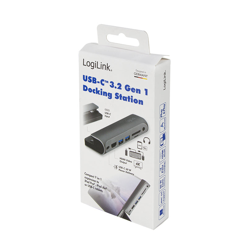 LogiLink UA0385 laptop-dockingstation & portreplikator USB Typ-C Schwarz, Silber