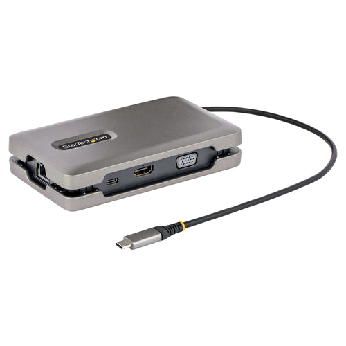 StarTech.com USB C Multiport Adapter-Docking Station - USB-C auf DP Alt Mode/4k HDMI/VGA, Dual Monitor Laptop Dockingstation, 100W PD, Ethernet, USB-C Mini Dock/MST Adapter/Reiseadapter