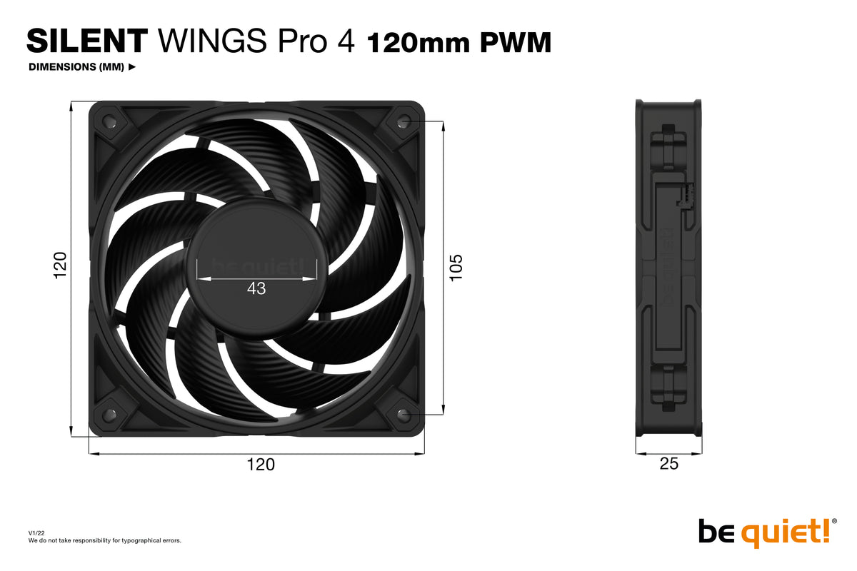 be quiet! SILENT WINGS PRO 4 | 120mm PWM Computergehäuse Ventilator 12 cm Schwarz 1 Stück(e)