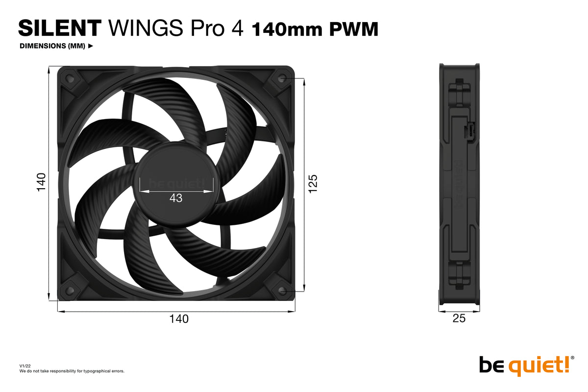 be quiet! SILENT WINGS PRO 4 | 140mm PWM Computergehäuse Ventilator 14 cm Schwarz 1 Stück(e)