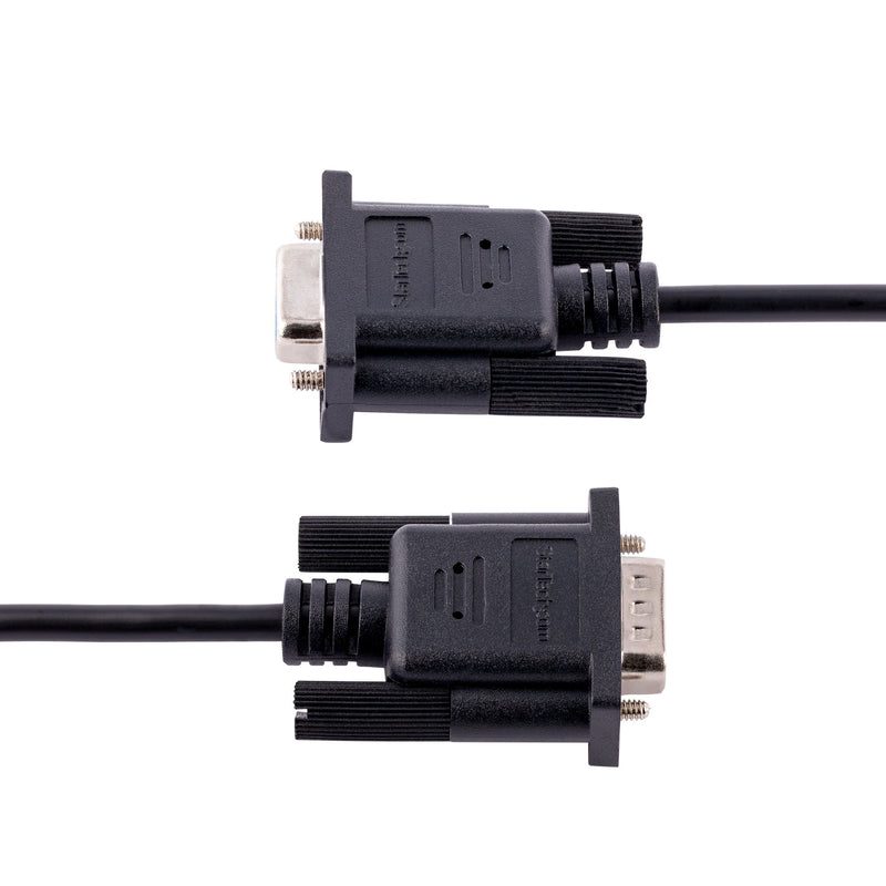 StarTech.com 3 m Nullmodemkabel RS232, Crossover Kabel, Sub DB9 Serielles COM Port Kabel, Serielle Schnittstelle Kabelverlängerung, DTE Geräte Kompatibel, Schwarz, F/M