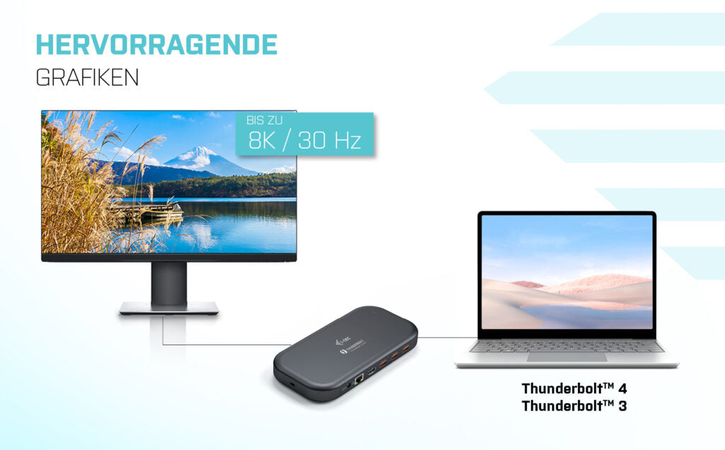 i-tec Thunderbolt 3/USB-C Dual 4K Docking Station + USB-C to DisplayPort Cable (1,5 m) + Power Delivery 60W