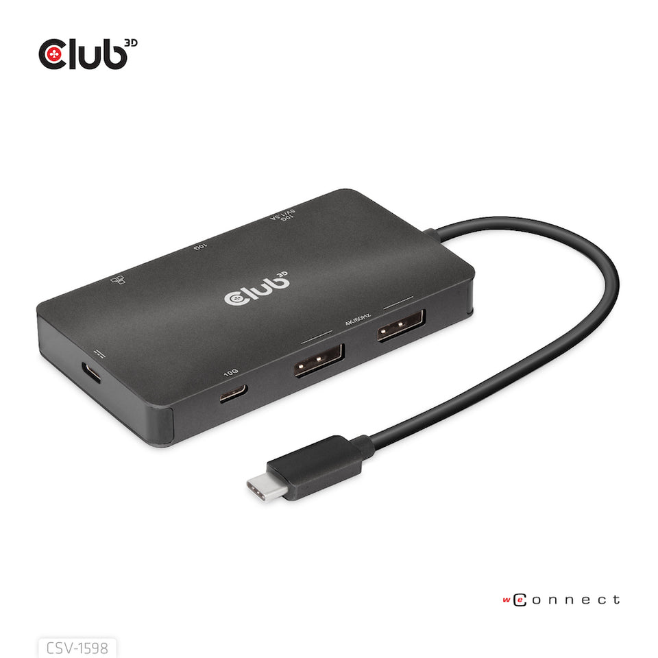 HUB 7-en-1 USB Gen2 Type-C vers deux DisplayPort 4k60Hz CLUB3D