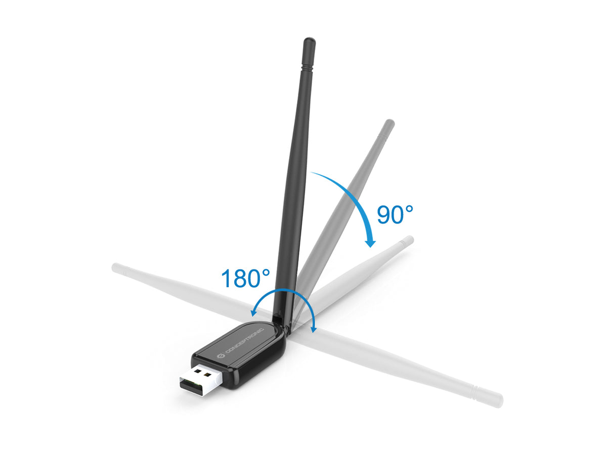 Conceptronic ABBY USB-Bluetooth 5.1-Adapter mit externer Antenne und hoher Reichweite