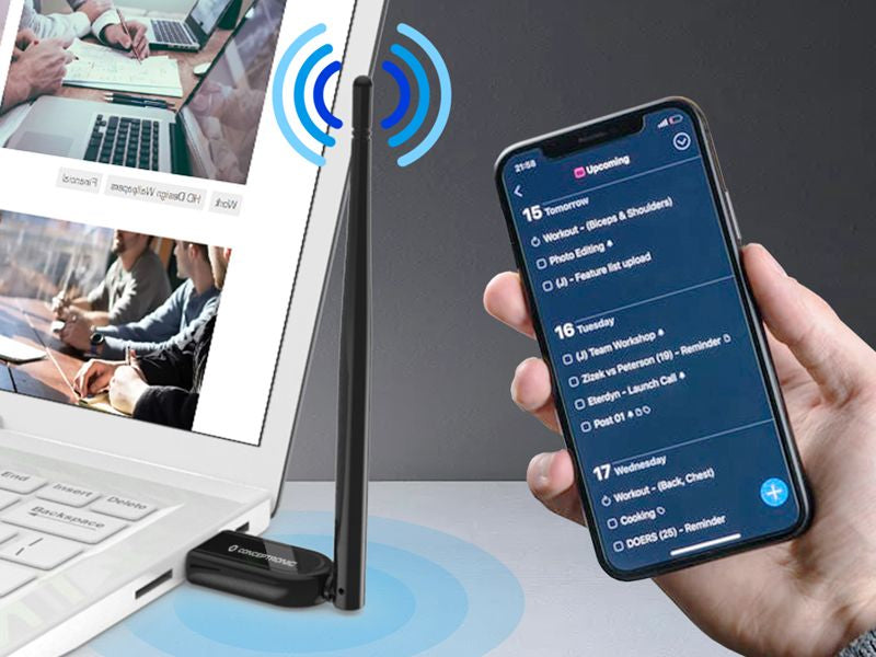 Conceptronic ABBY USB-Bluetooth 5.1-Adapter mit externer Antenne und hoher Reichweite