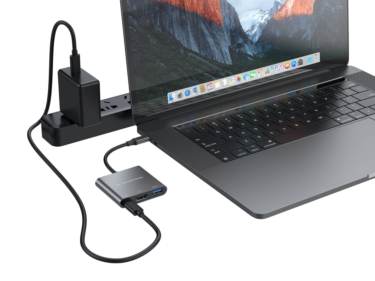 Conceptronic DONN Multifunktionaler 3-in-1 USB Adapter, HDMI, USB 3.0, USB PD