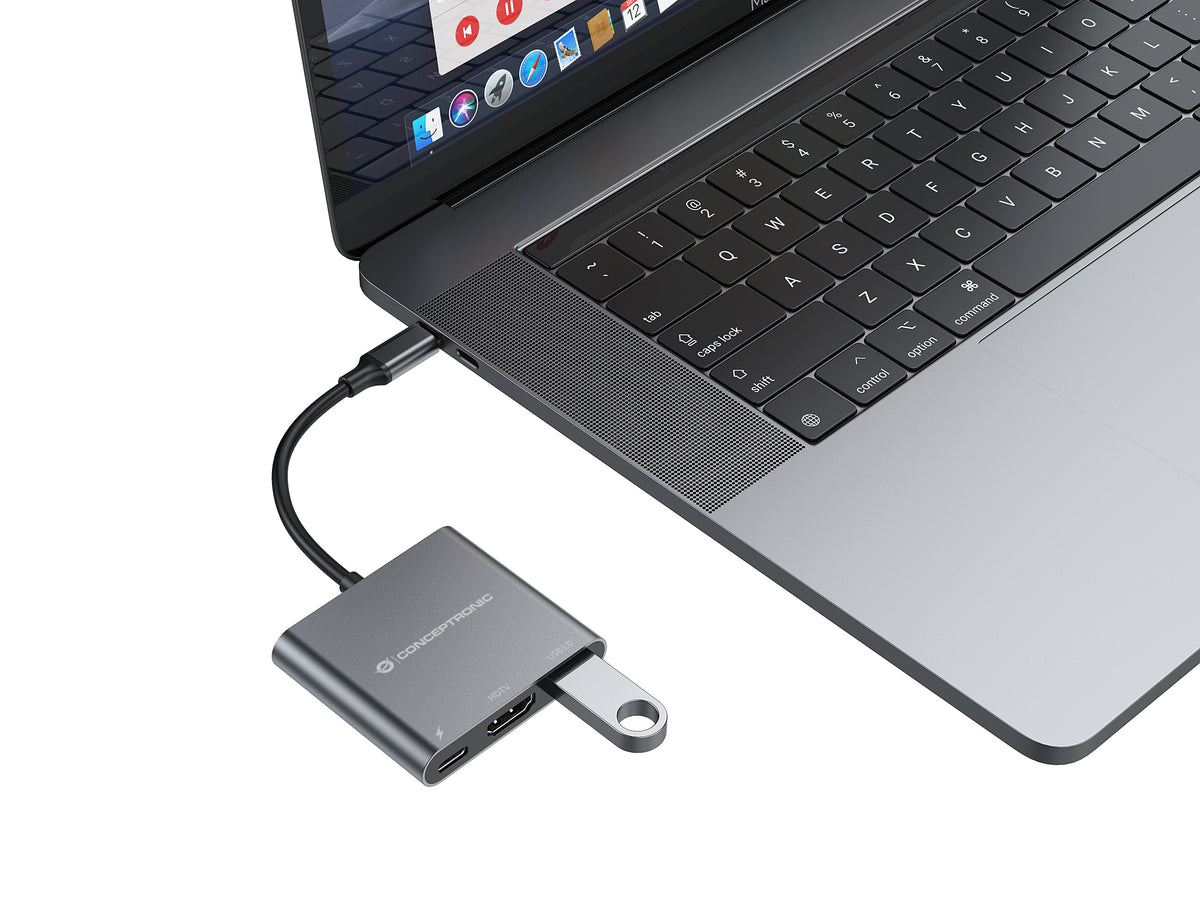 Conceptronic DONN Multifunktionaler 3-in-1 USB Adapter, HDMI, USB 3.0, USB PD