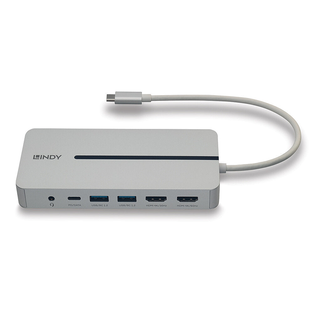 Lindy 43360 laptop-dockingstation & portreplikator Kabelgebunden USB 3.2 Gen 1 (3.1 Gen 1) Type-C Silber, Weiß