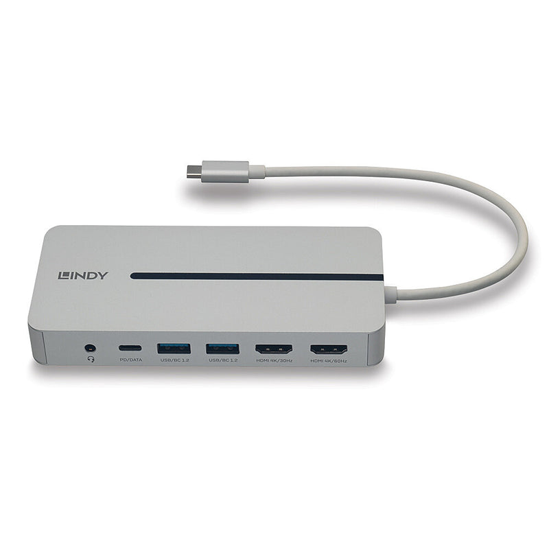 Lindy 43360 laptop-dockingstation & portreplikator Kabelgebunden USB 3.2 Gen 1 (3.1 Gen 1) Type-C Silber, Weiß