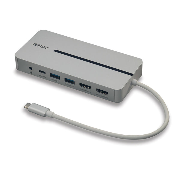 Lindy 43360 Laptop Docking Station & Port Replicator Wired USB 3.2 Gen 1 (3.1 Gen 1) Type-C Silver, White