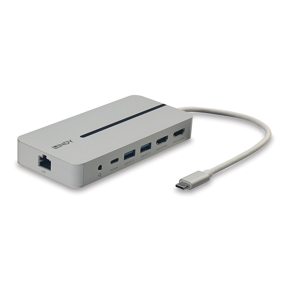 Lindy 43360 laptop-dockingstation & portreplikator Kabelgebunden USB 3.2 Gen 1 (3.1 Gen 1) Type-C Silber, Weiß