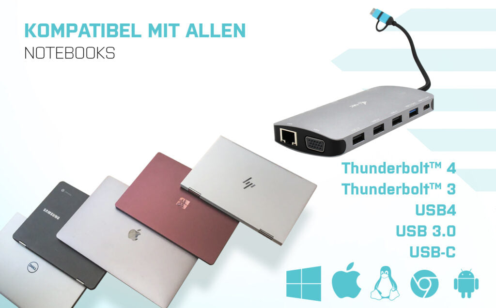 i-tec USB 3.0 USB-C/Thunderbolt 3x Display Metal Nano Dock with LAN + Power Delivery 100 W