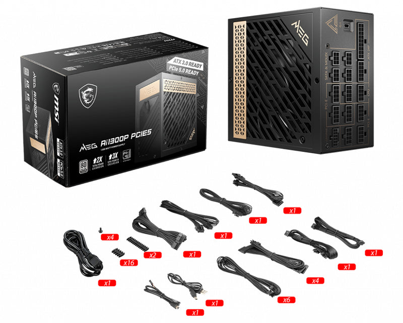 MSI MEG AI1300P PCIE5 Netzteil 1300 W 24-pin ATX ATX Schwarz