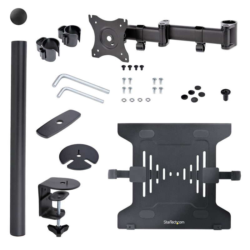 StarTech.com Monitor und Laptop halterung - Monitorarm/Notebookarm mit Tischhalterung - Monitore bis 34 Zoll (8kg) und Laptops (4.5kg) - Schwenkbarer/Höhenverstelbarer Laptop/Monitorständer